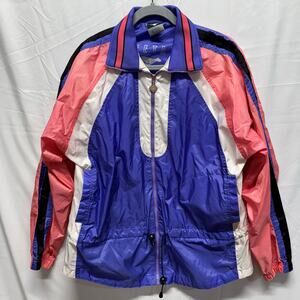 Vintage 90s Cheetah Colorblock Windbreaker Jacket Size L Retro Neon Purple Pink